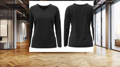 [ Black ] 3D rendering T-shirt V Neck long Sleeve  Front and Back  Wall mural